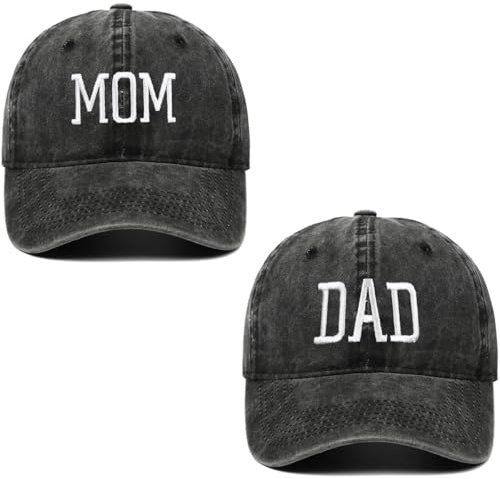 BABAHU Bestickte Baseballkappe für Damen, Motiv: Hund, Mama, Papa, verstellbar, Denim-Baseballkappe