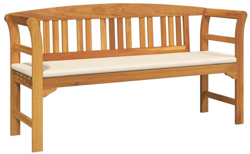 XHNIFBN Rosenbank 157x46x82,5 cm Massivholz Akazie mit handgeschnitztem Rosendetail, wetterfeste Gartenbank für Balkon, Terrasse und Garten