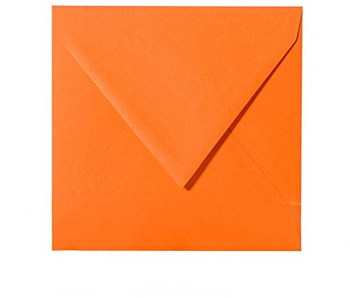 Paper24 25 quadratische Briefumschläge 155 x 155 mm, 15,5x15,5 cm, 120 g/m² mit Dreieckslasche Farbe: 22 Orange