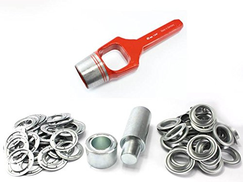 Profi Ösenset 40 mm + 20 Ösen Zink DIN 7332 Ösenwerkzeug Stempel + Locheisen