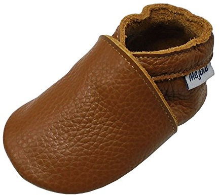 Mejale Baby Soft Soled Leather Moccasins Anti-Slip Infant Toddler Shoes First Walkers(Brown,6-12 Mos)