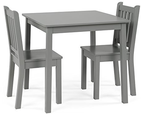Humble Crew CL329 Kindermöbel - Quadratischer Holztisch für Kinder mit 2 Stühlen, Grau