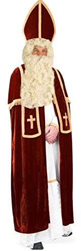 KarnevalsTeufel Set Bischofskostüm mit Bart, Sankt Nikolaus, Weihnachtsmann, rotes Samtkostüm