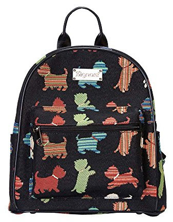 Signare Tapisserie Rucksack Damen, Rucksack Mädchen, Daypack, Rucksäcke, Schulrucksack mit Tier- und Haustierdesigns (Verspielter Welpe)