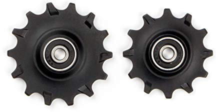 ELVEDES 1 Kit de Galets de derailleur Narrow/Wide 1 x 12 + 1 x 14 Dents roulements annulaires INOX ABEC7 Galets de Dérailleur Cycle Noir