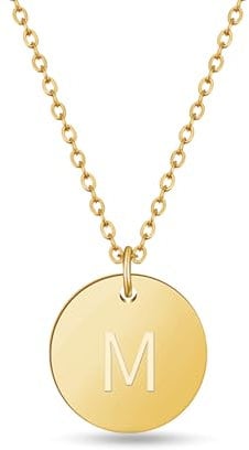 Initialen Halskette Frauen Mädchen mit Gravur M Maren Marie Melanie Melissa Michelle Miriam Mona Manuel Marcel Marco Mario Marius Markus Max Michael Moritz - Valentinstag-Geschenk für Sie und Ihn