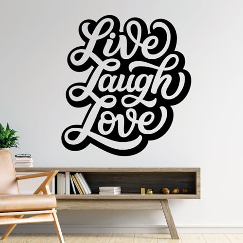 Wandtattoo mit Zitat Live Laugh Love Medium (420 x 460mm) Schwarz