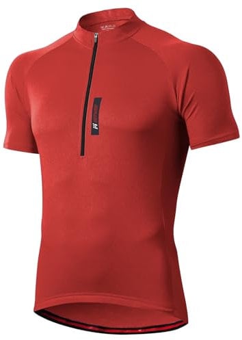 FEIXIANG Men’s Cycling Jersey, Short Sleeve Cycle Tops Riding Jerseys Biking Shirt Bicycle Clothes with Quick Dry Breathable Fabric Red