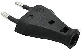 Eurostecker Schwarz 250V 2,5A SK II – Flache Ausführung CEE 7-16 Stromstecker für 2-adrige Kabel