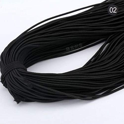 Wenge 2 mm buntes, rundes elastisches Band, rund elastisches Seil, Gummiband, elastische Schnur, Handarbeits- und Nähzubehör, 5 Meter , Schwarz , 5 m