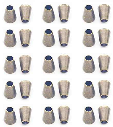 MiaLover 30 Stück Verschlusskappen Kordelenden Metall Endstück Kordel Verschluss Endkappen Endstopfen Kordelstopper Für Schnüre Lanyard Kleidung Rucksack Sportwear Paracord 15x10mm, Antikes Cyan