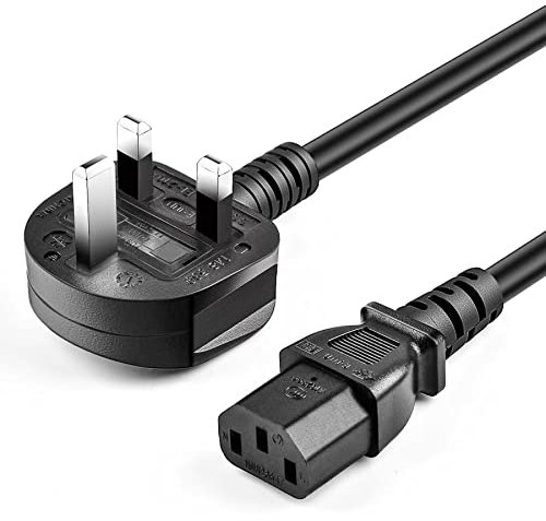 BICMIC 2M Kettle Lead 3Pin IEC320C13 to BS 1363 Power Cable for PC,Computer,TV,Monitor,Screen, Printer, Beamer, Projector Power Cord