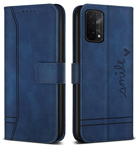 Bravoday Cover per Oppo A54 5G / Oppo A74 5G / Oppo A93 5G, Flip Custodia in Pelle PU Portafoglio Custodia per Oppo A54 5G / Oppo A74 5G / Oppo A93 5G, con Slot per Schede, Blu