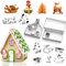 3D Weihnachten Ausstechformen, Plätzchen Ausstecher 3D, Lebkuchenhaus Haus Form, Enthalten Weihnachtsbaum,Schneemann, Rentier Und Schlitten Formen, für Kekse Backen Küche Zubehör,18 Stück
