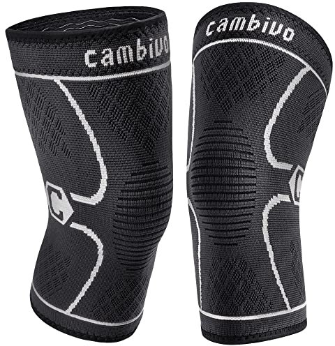 CAMBIVO Rodilleras Menisco y Ligamento 2 Pack, Rodilleras Gym Compresion, Rodillera Voleibol para Rotuliana, Desgarro de Menisco, Aliviar el Dolor en Articulaciones, Baloncesto, Running, Deporte