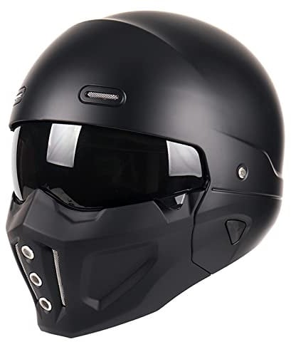 Woljay Offener Helm Integralhelm Motorradhelm Modulare Helme für Unisex-Adult Straße Fahrrad Kreuzer Roller DOT ECE genehmigt (Large,Mattschwarz)