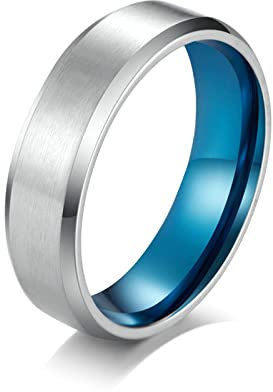 Bishilin Partnerring Herren Edelstahl, Herren Ring Personalisiert 6MM Matt Bandring Bicolor Ringe Freundschaftsring für Männer Jugend Gr.65 (20.7)