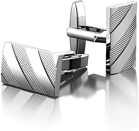 CIOUYAOS Gemelli Camicia Uomo, Personalizzati Gemelli da Polso con Scatola, Regalo per Matrimonio, Camicia d'Affari (argentato)