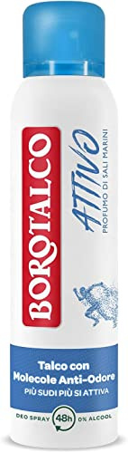 12x Borotalco, blaues aktives Spray-Deodorant, Formel ohne Alkohol und Talk mit Anti-Odor-Molekülen, 48 Stunden Wirksamkeit, Duft von 150 ml Meersalz + Italian Gourmet Polpa 400g