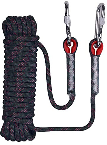 12mm Statisches Kletterseil 10m(32ft) 50m(164ft) 100m(328ft) 200m(656ft) Abseilseil Für Feuerleiter Im Freien Für Canyoneering Rettungsarbeiten (Color : Black, Size : 12mm x 30m)
