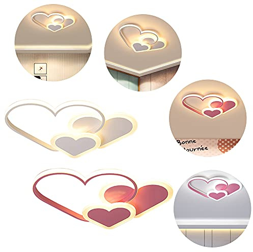 biniliubi Dimmbar Led Deckenleuchte HerzföRmige Deckenlampe FüR Kinderzimmern Schlafzimmer Deckenleuchte Dimmba Farbwechsel Deckenlampe Fernbedienung Panel