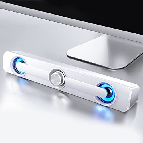Topiky Barre de Son, Haut-Parleur D'Ordinateur Portable Petit Haut-Parleur Professionnel 3,5 Mm Jack Universel pour Ordinateur Portable Convient pour Ordinateur et Ordinateur Portable (Blanc)