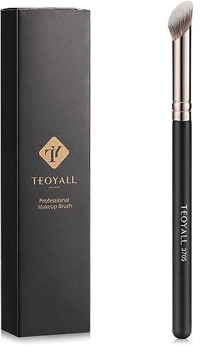 TEOYALL Mini Nose Contour Brush, Synthetic Under Eye Concealer Brush for Blending Setting Buffing with Liquid, Cream and Powder Cosmetic