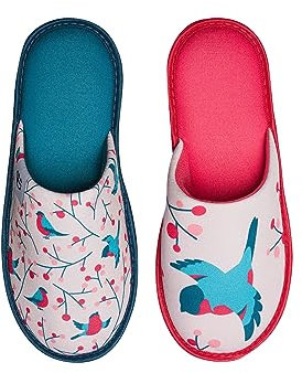Dedoles Pantofole Donna Uomo & Bambini Ciabatte Memory Foam con tanti Design Unicorno Gatti Caffè Musica Regalo, Colore: Uccelli e sorbo, 36-37 EU