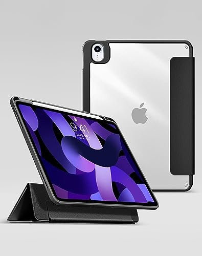 eSTUFF Boston Detachable Mirror Pencil Case iPad Air 5/4 10.9, W127084051 (Pencil Case iPad Air 5/4 10.9 Black Front/Transparent Back. Corner Protection)