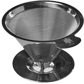 ATHIA Silver Stainless Steel Reusable Coffee Filter, Pour Over Cone Dripper with Fine Mesh, Paperless & Eco-Friendly Design, Fits Most Mugs, Carafes & Coffee Makers (Silver, Standard)