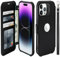 VANAVAGY iPhone 15 Pro Max Wallet Case, Leather Flip Folio Shockproof Phone Cover [Screen Protector Included][Support Wireless Charging][Wrist Strap]with RFID Blocking Card Holder, Black