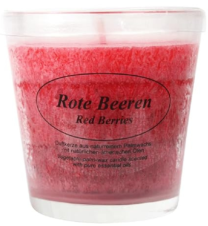 luterna Duftkerze im Glas, 100% pflanzliches Stearin, Rote Beeren, KERZENFARM HAHN, mit reinen ätherischen Ölen, Brenndauer ca. 24h
