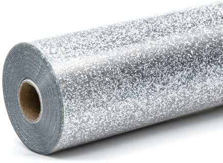 LOKLIK Rouleau Argent de Vinyle Pailleté Transfert de Chaleur Thermocolant Tissus Vêtement 1 pc 30.5 x 90 cm, Standard