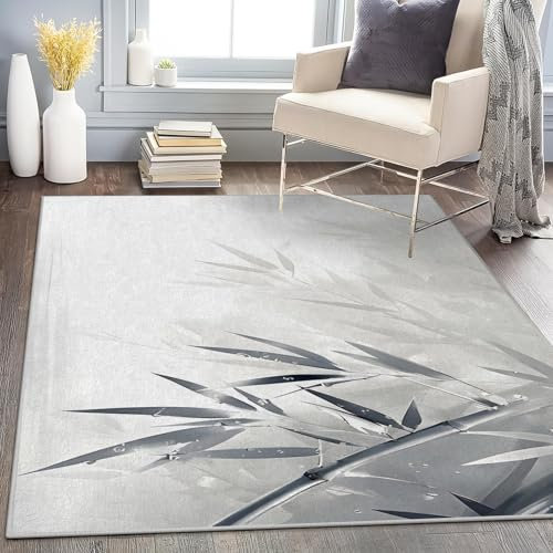 Teppich Wohnzimmer 160x230 Waschbar in Waschmaschine Bambus Teppich Schlafzimmer Kurzflor, Teppiche Gegend Groß Küchenteppich Dünn rutschfest Saugfähig für Esszimmer