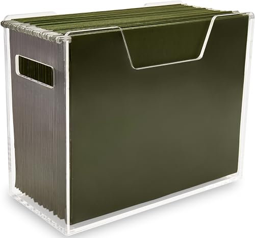 Meicloud Acryl-Aktenhalter – transparente Hängeregistratur-Organizer, moderner Acryl-Aktenordner, Organizer, Lucite Hängeregistraturbox mit Griffen, transparente Schreibtisch-Aktenordner für