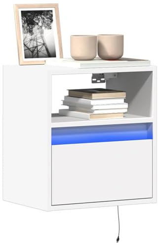 Sufrk TV Wall Cabinets with LED Lights 2 pcs White 41x31x45 cm-Wall Mounted TV Console,Television Stand for Living Room,Entertainment Room,Office,Modern Entertainment Unit