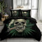 Quixora Bettwäsche 200 x 200 cm Wende Bettbezug Set 3 Teilig, Schwarz, Muster Gotischer Totenkopf Blätter, Weiche Microfaser Bettbezug mit Reißverschluss und 80x80cm Kissenbezug