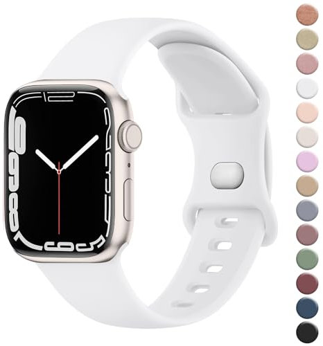 Strap for Apple Watch Straps 49mm 46mm 45mm 44mm 42mm for Women Men, Soft Silicone Sport Band for iWatch Series 10 9 8 7 SE 6 5 4 3 2 1 Ultra (White,49mm/46mm/45mm/44mm/42mm(Series 3 2 1))