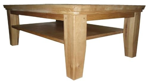 FURNARO Couchtisch Siena Wildeiche teilmassiv mit Stauraum geölt komplett montiert rustikal modern 120x46x80 cm