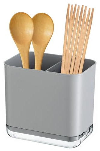 JAWAI Escurridor de Cubiertos, Escurridor Cubiertos, Porta Utensilios de Cocina, Escurre Cubiertos, Portacubiertos de Cocina, Para Guardar Cuchillos, Tenedores, Espátulas, Cucharas (Gris) ﻿