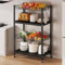 Enjinkail Oversized Kitchen Trolley with Wheels, Heavy Duty Tool Storage Rack,Metal Large Vegetable Cart, Carbon Steel Kitchen Island Organizer with Basket & Shelf (23.6 W,12.6 D, 47.2 H, 4 Tier)