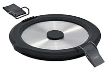 RÖSLE Edelstahldeckel FLEXX 2GO 0,4 L rund mit Clips für Lunchbox, Silikonrand, aromadicht, Silikonventil, silberfarben/schwarz, Silbern