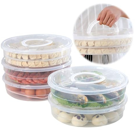 Food Storage Container with Lid and Handle, 12inch Reusable 2 Compartments Pizza Slice Storage Container, Round Pie Carrier Leftover Pizza Keeper for Food Cake Cheesecake Tortilla Pastry