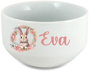 Bol Céramique 650 ml Personnalisé - Design Lapin avec Prénom - Cadeau Idéal de Pâques Durable et Mémorable
