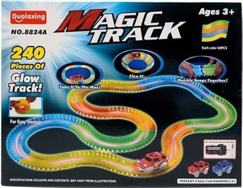 Im Dunkeln leuchten - magische Rennstrecke - 240er erweiterbar - flexibel Magic Track - Auto