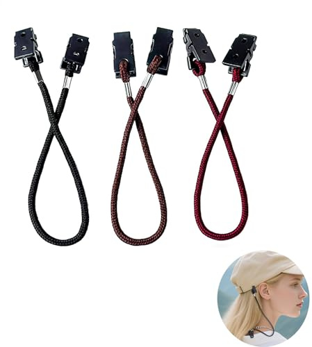 Yeenano Hut Halteklammern,3 Stück Hutband Schnurhalter Cap Keeper,Hutband Hut Anti Wind Lanyard Cord Clips Seil Windproof Fishing Huts Clip für Outdoor Reisen,Segeln,Golfen,Camping und Laufen