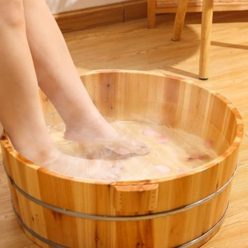 Foot Bath Bowl Wooden Pedicure Bowl Spa Massage Foot Soaking Tub Bath Basin Remove Dead Skin for Home Sauna Care 14.2x6.3