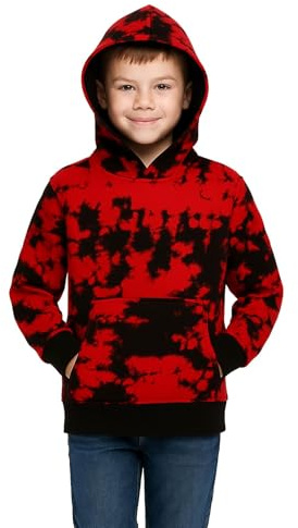 A2Z 4 Kids Girls Boys Plain Sweatshirt Tie Dye Pullover - Sweat Hoodie T.D Red 5-6