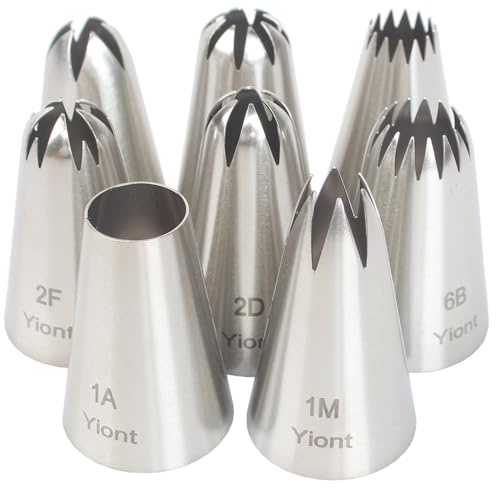 8pcs Medium Size Piping Tips Set, Stainless Steel Cake Decorating Tips, Frosting Icing Tips for Cake Decorating, Cupcakes, Cookie Yiont