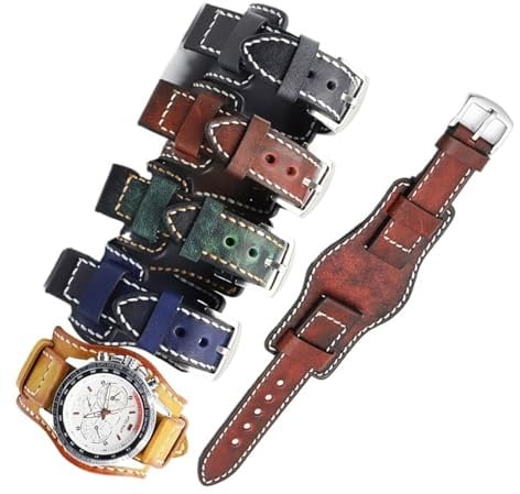 Uhrenarmband aus Rindsleder für Herren, Vintage-Armband, handgefertigt, 18 mm bis 24 mm, BUND Armband, antiallergisch, 24mm